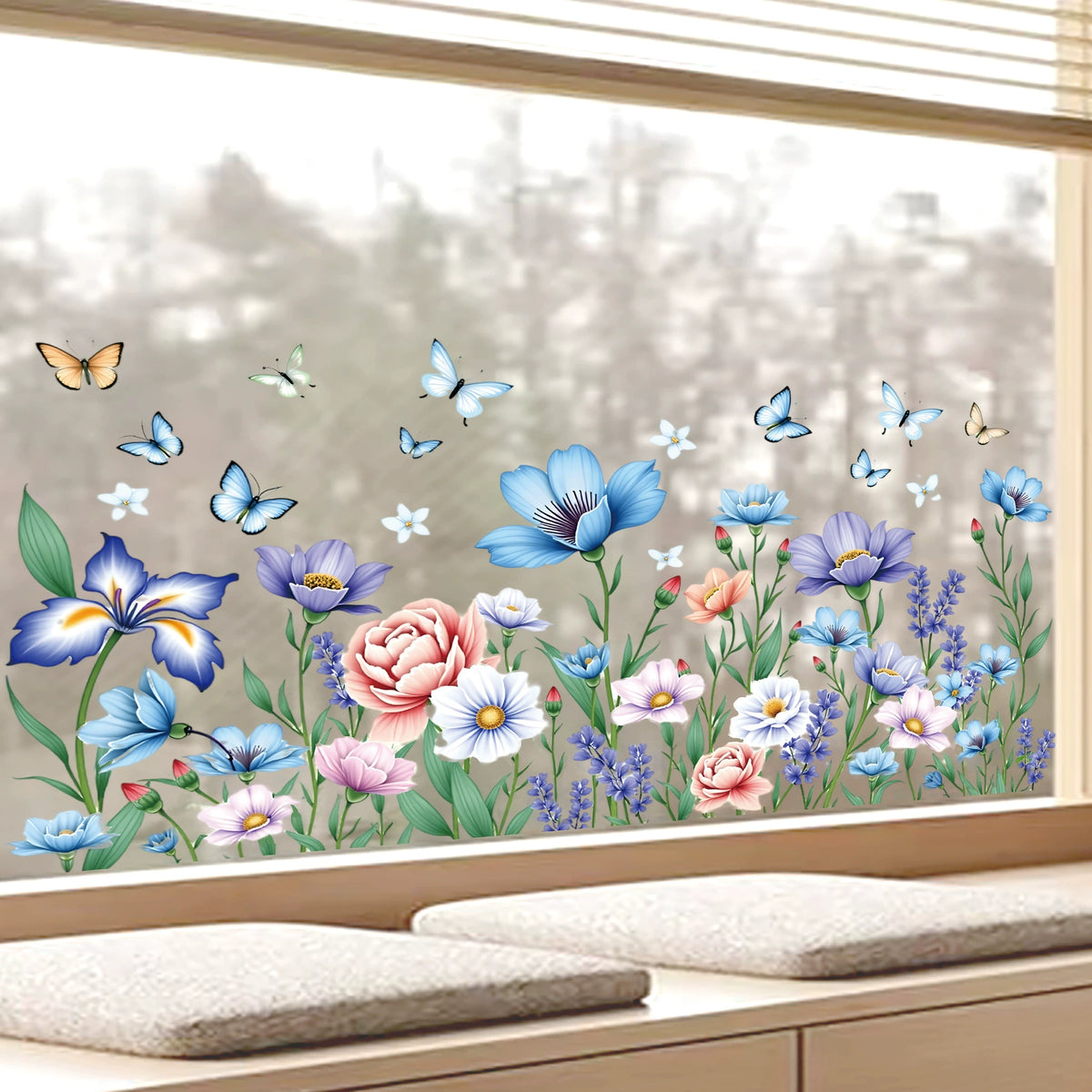 ✨LAST DAY 70% OFF - 💐Colorful Floral Bouquet Window Sticker🖼️(Cut to size freely)